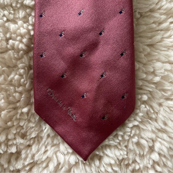 Oscar De La Renta Tie Rose Embroidered Squares Professional Designer Luxury - Picture 2 of 4
